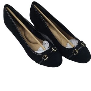 NEW Giani Bernini Black Suede  Women's Wedge Shoes Arch Support Comfort  9  🆕